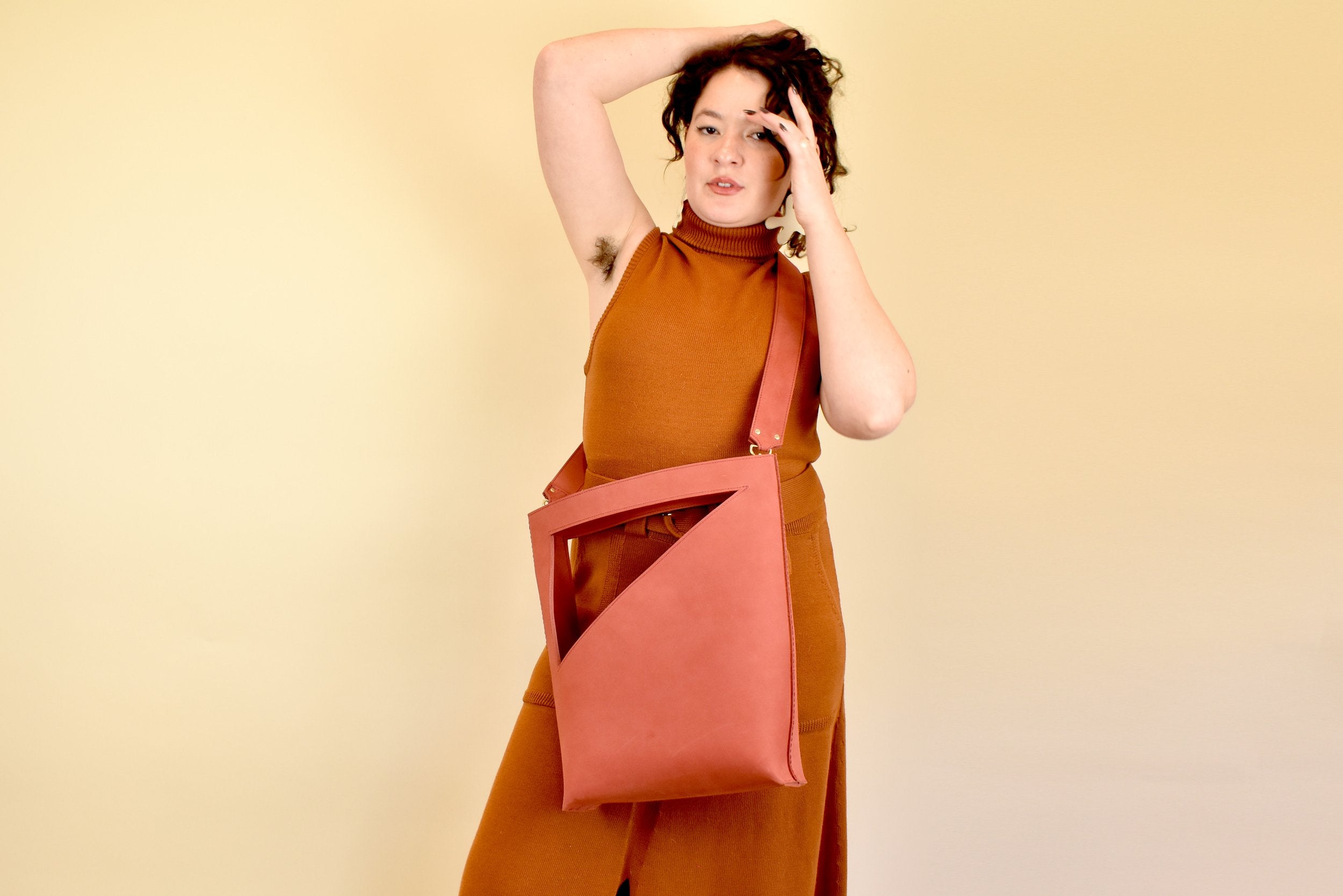 The Tritote: a Leather Crossbody Tote Bag / Handbag in Butter Red Clay