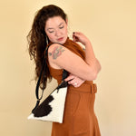 cow print leather sling bag for music festival bag small leather sling crossbody purse cowhide leather cowgirl gifts for bridesmaid sling purse with inner pocket