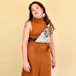 cow print sling bag for lollapalooza essentials bag small leather sling bag crossbody cowhide leather purse cowprint gift for sister sling purse with inside pocket