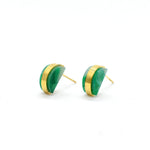 marbled polymer clay earrings with tiny gold half moons and an emerald birth stone may jewelry gemstone earrings
