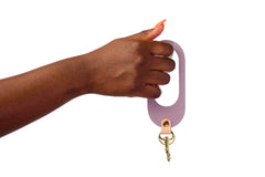 hand holding leather wristlet keychain lavender leather key fob gift for sister barbie accessory