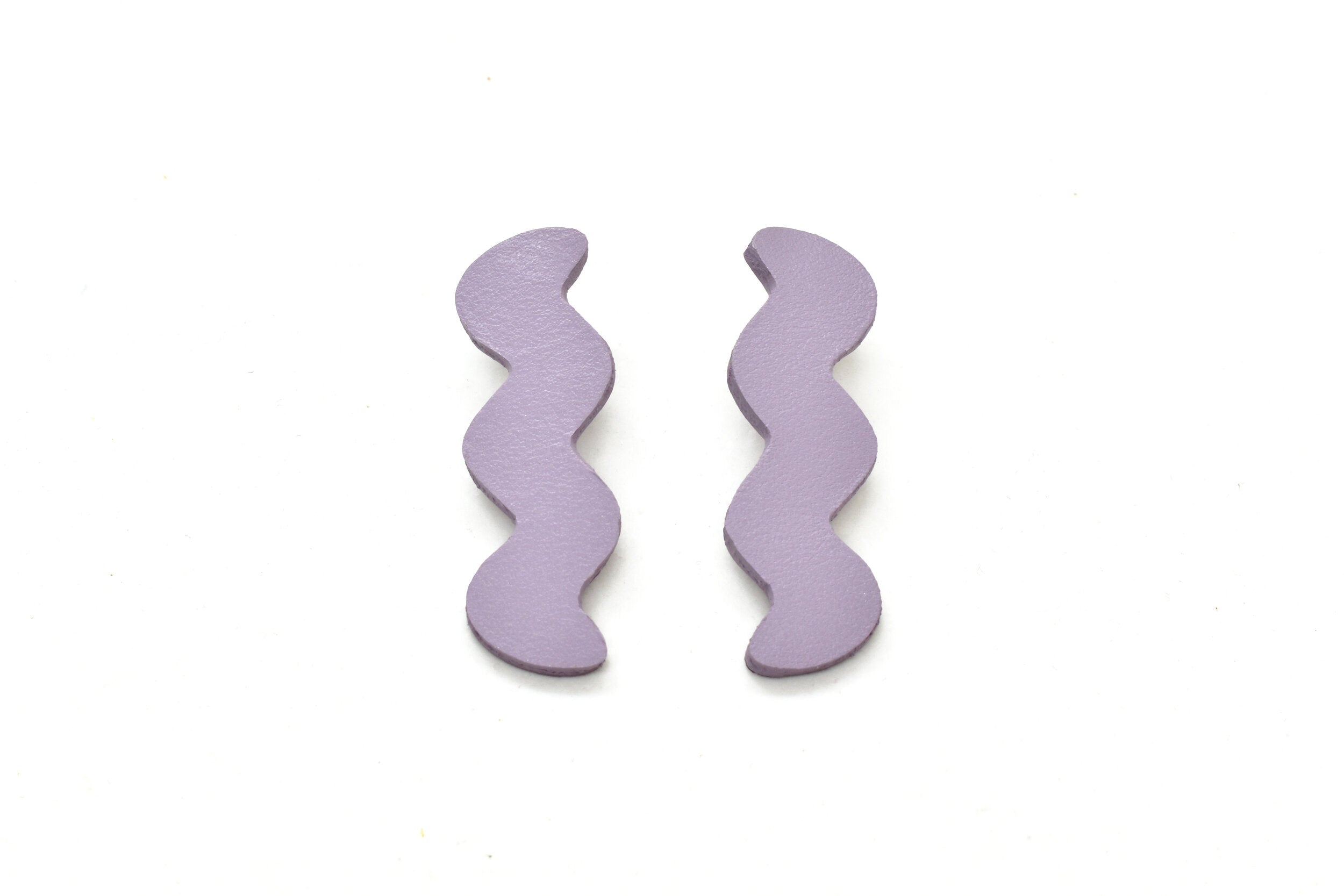 pastel lavender leather zigzag statement earrings