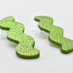 Metallic Lime Green Zigzag Statement Earrings, Metallic Leather Matisse Earrings