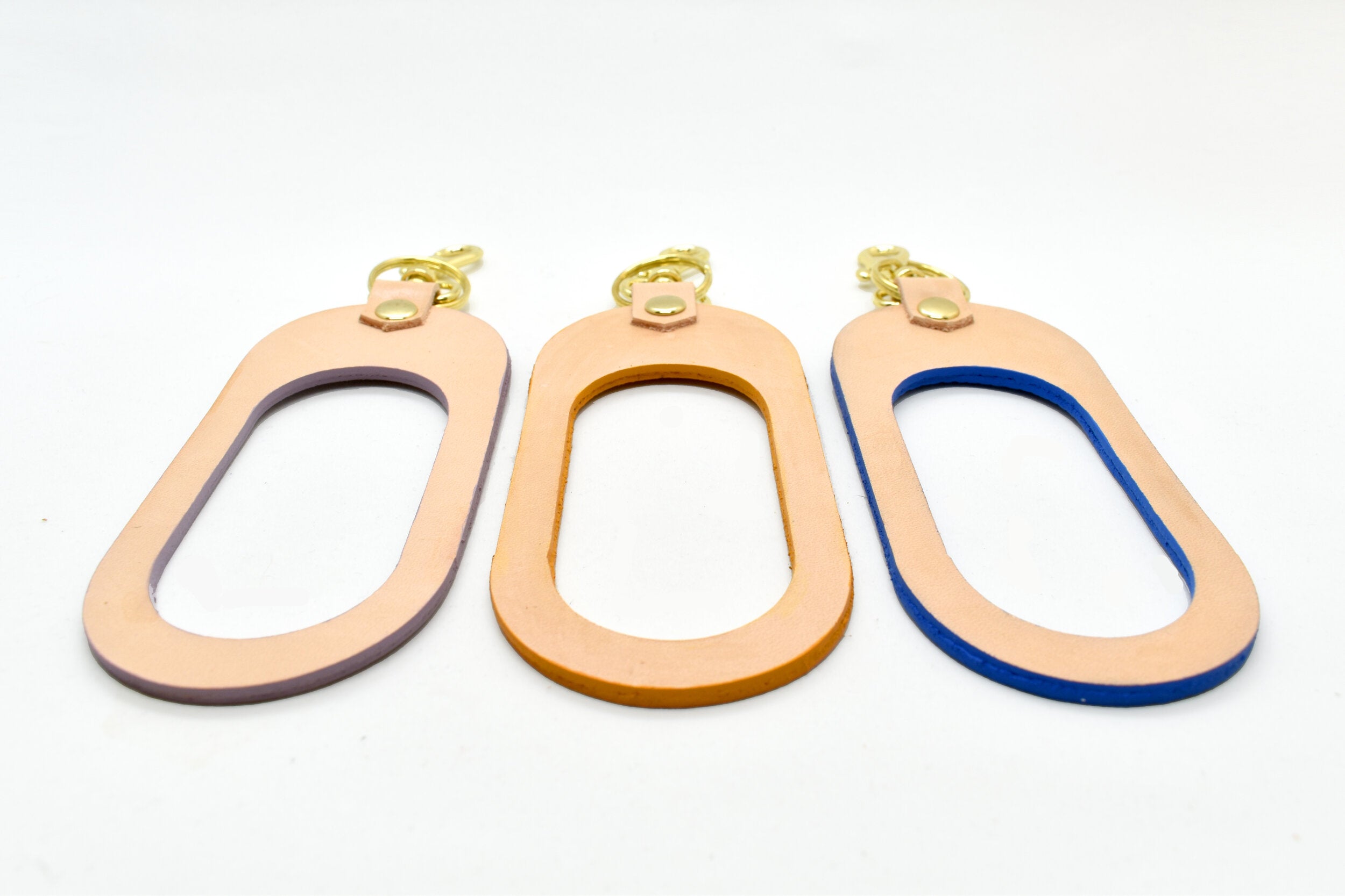 multi color leather cut out keychains wristlet gold hardware keyring clasp belt loop