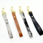 wrist strap loop key chains in colorful authentic leather