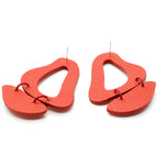 Bold, Funky Matisse-Inspired Earrings in Rust Red Textured Leather.