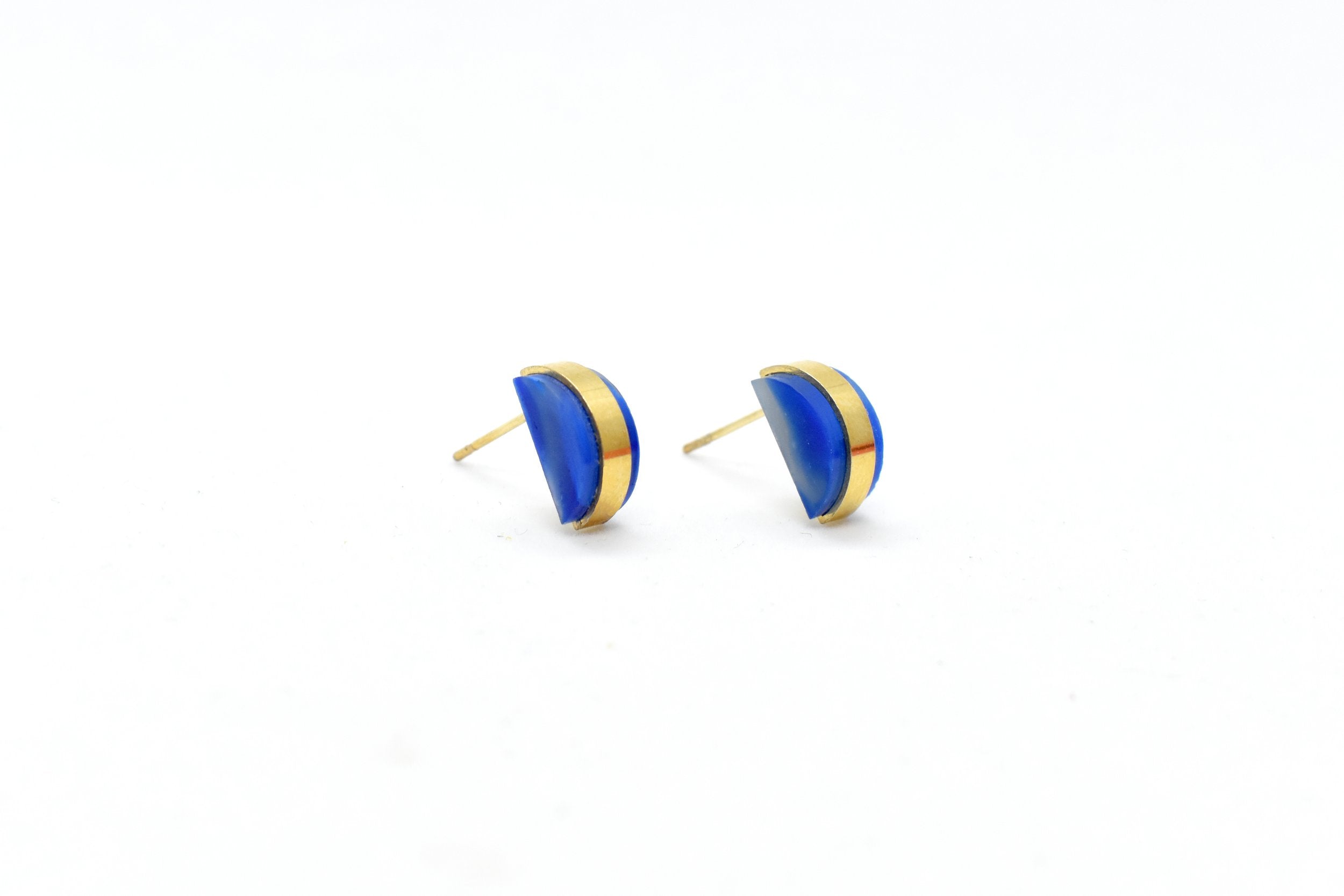 gold half moon earrings geometric stud earrings set sapphire quartz clay September birthstone earrings gemstone jewelry