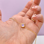 amethyst gemstone necklace gold hexagon jewelry 14k necklace hypoallergenic