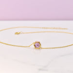 amethyst hexagon necklace 14k gold minimal geometric jewelry short gold necklace