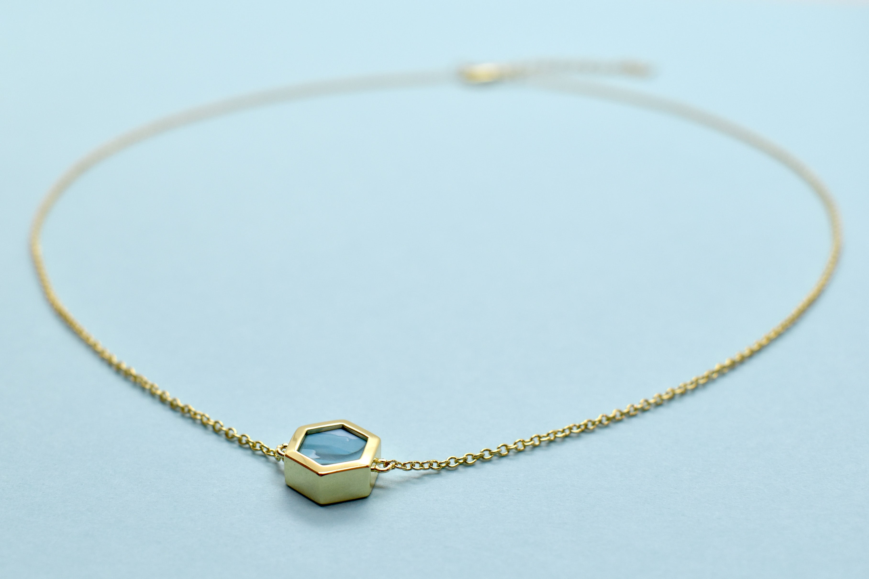aqua clay necklace polymer geometric necklace hexagon 14k gold dainty gift for bridesmaid