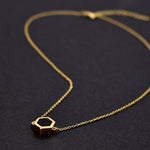 black hexagon necklace gold 14k minimal jewelry gift for bridesmaids