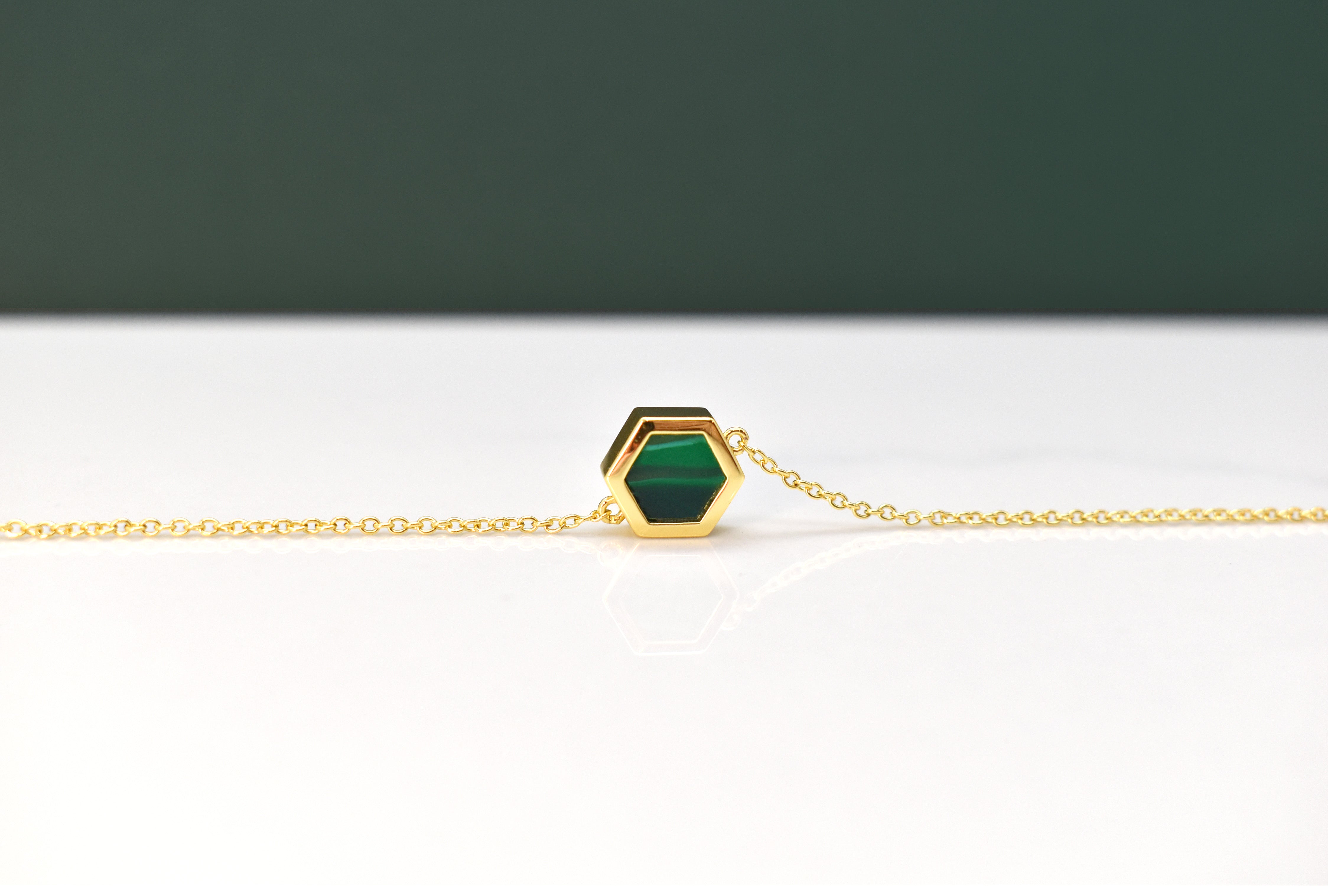 emerald May birthday necklace hexagon geometric jewelry marbled clay jewelry