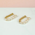 iridescent pearl and gold modern delicate hoop earrings