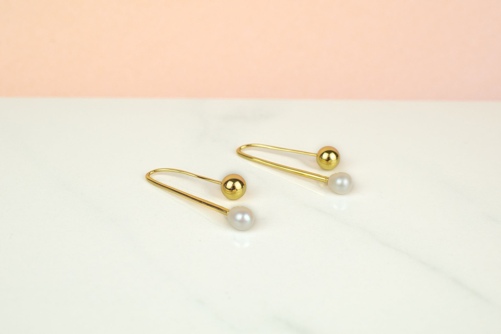 freshwater baroque pearl drop dainty gold wire earrings
