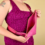 interior pocket small crossbody bag for festivals triangle shape in barbie color accessories