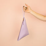 handmade leather keychain wristlet in genuine lilac leather