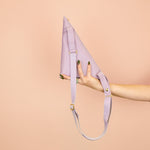 lilac leather crossbody fanny pack great for traveling and concerts