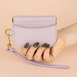 slim leather designer card holder featuring a matching knot keychain