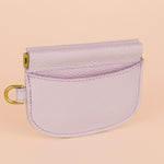 slim minimalist leather wallet with coordinating stitching and gold D ring for attaching keys
