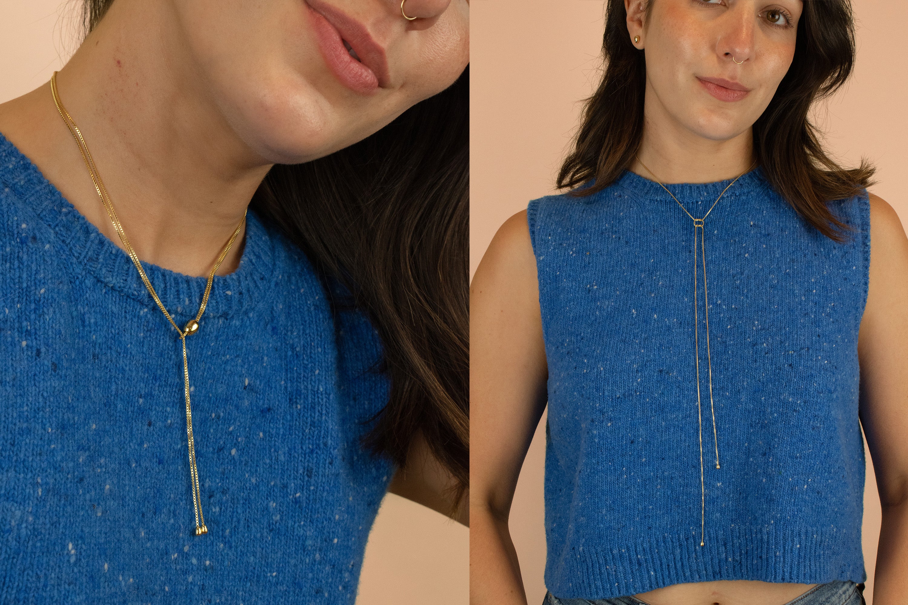 adjustable modern western bolo box chain necklace 