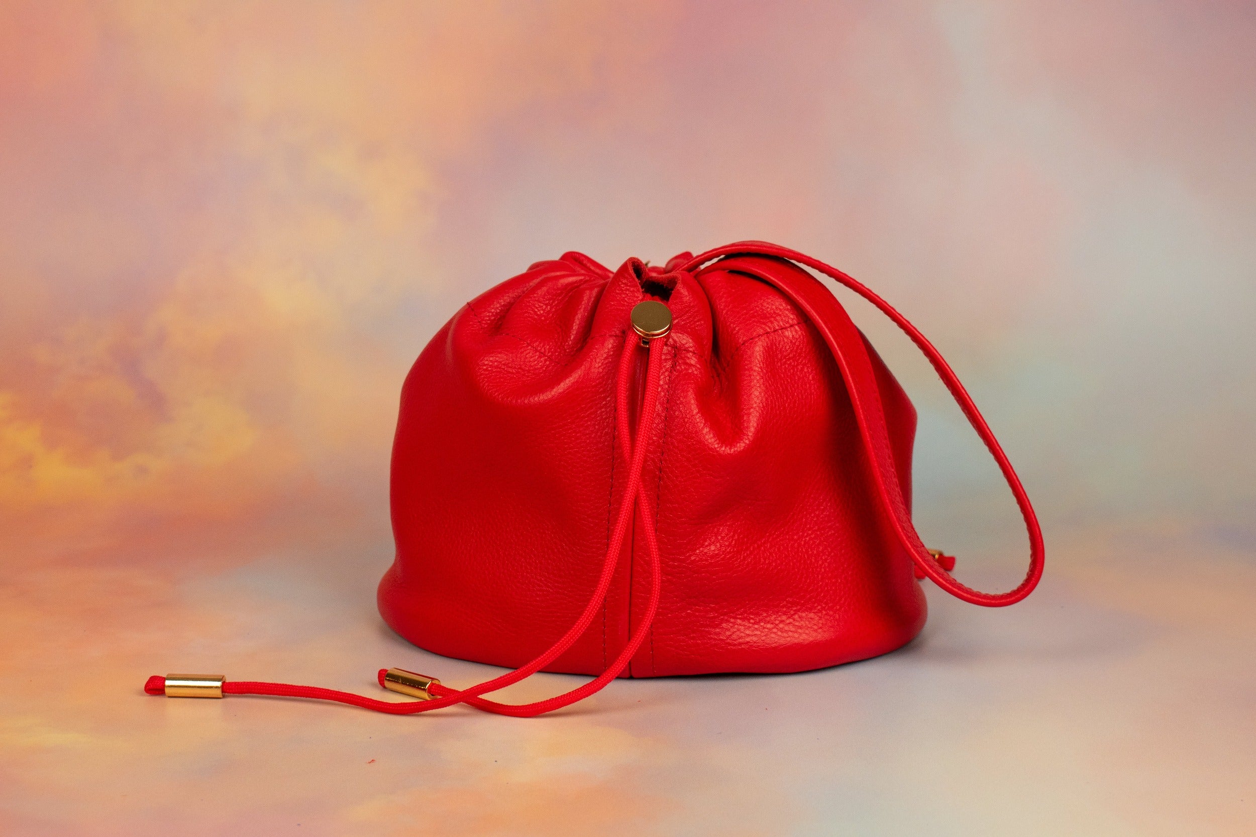 The Duo Bag: A Leather Scrunch Bag in Cherry Red – Cold Gold