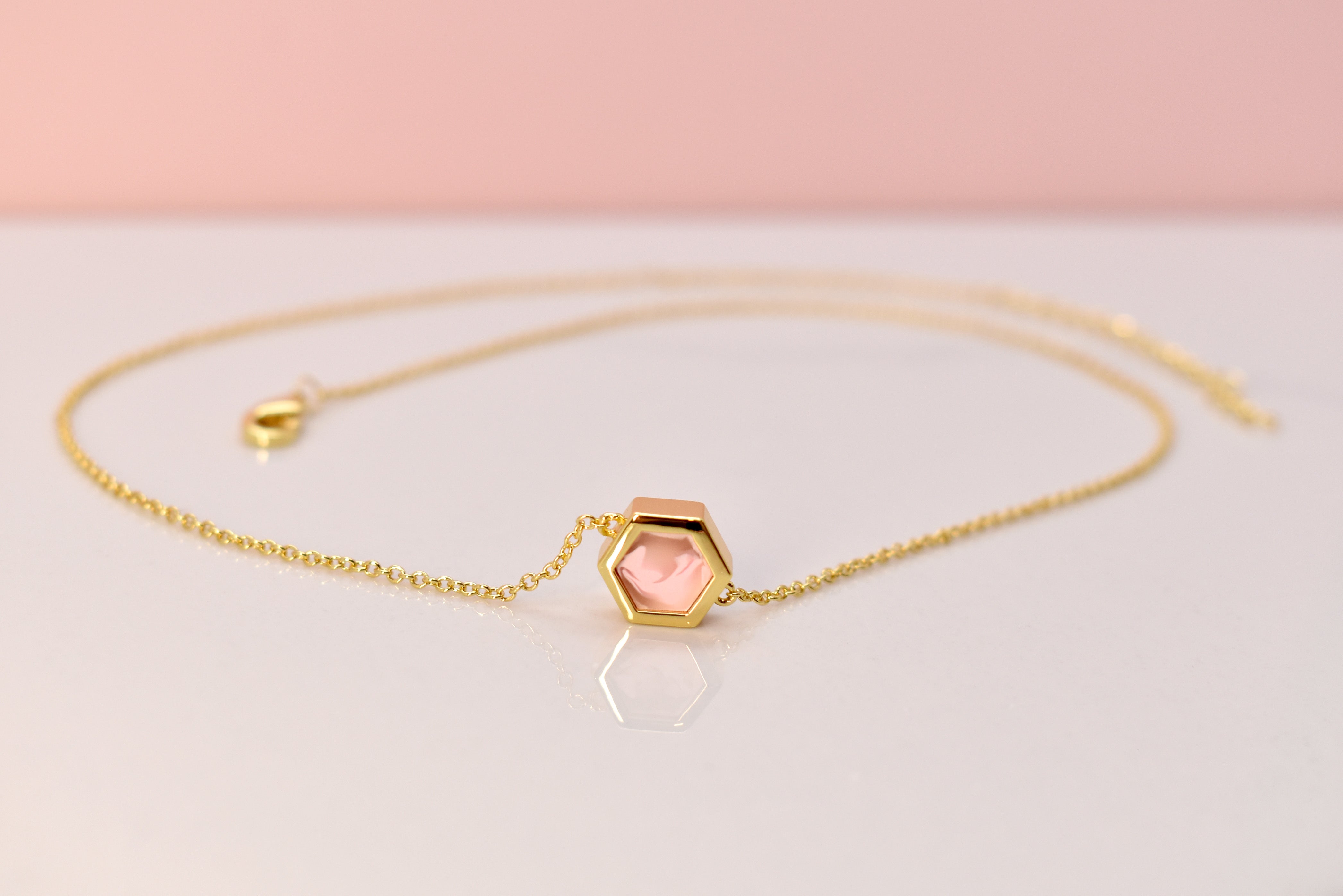rose quartz jewelry hexagon necklace gift for her bridesmaid gifts jewelry