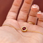 ruby clay jewelry hexagon necklace 14k gold dainty necklace chain
