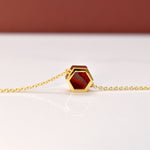 ruby necklace clay jewelry bridesmaid gift for her birthstone July birthday hexagon short necklace