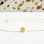 modern cable chain necklace with gold hexagon charm