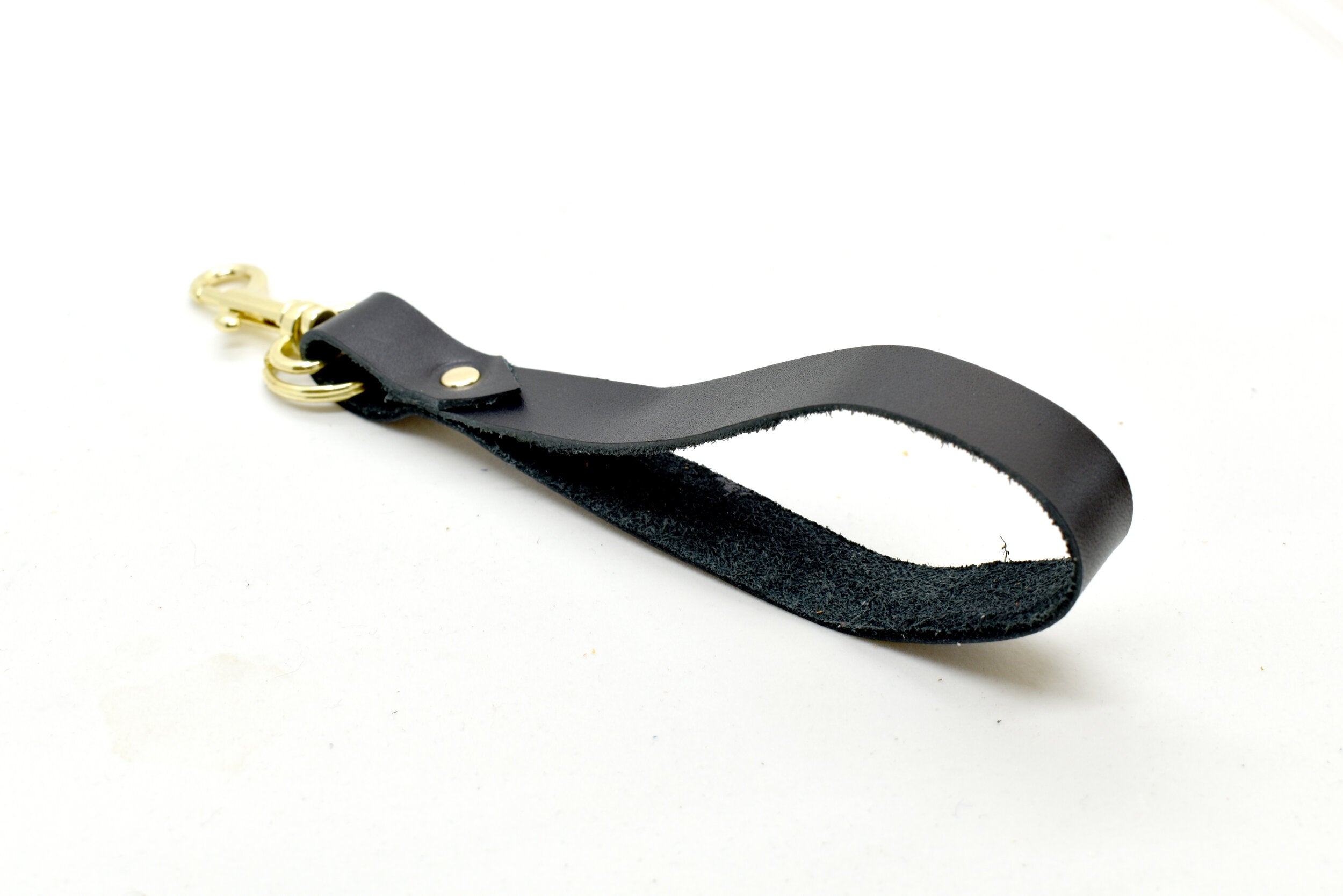 leather wristlet bag charm key chain for carrying keys in space black