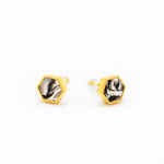 Zebra Stripe Gold Hexagon Earrings 