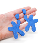 starfish earrings in bright blue leather.