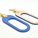 minimalist and modern leather keychain designed with comfortable hand cut out in matisse blue