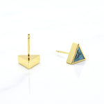 14k gold plated stud post earring set in aqua triangles
