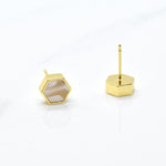 white quartz gold simple stud earring set geometric jewelry gemstone earrings birth stone gift
