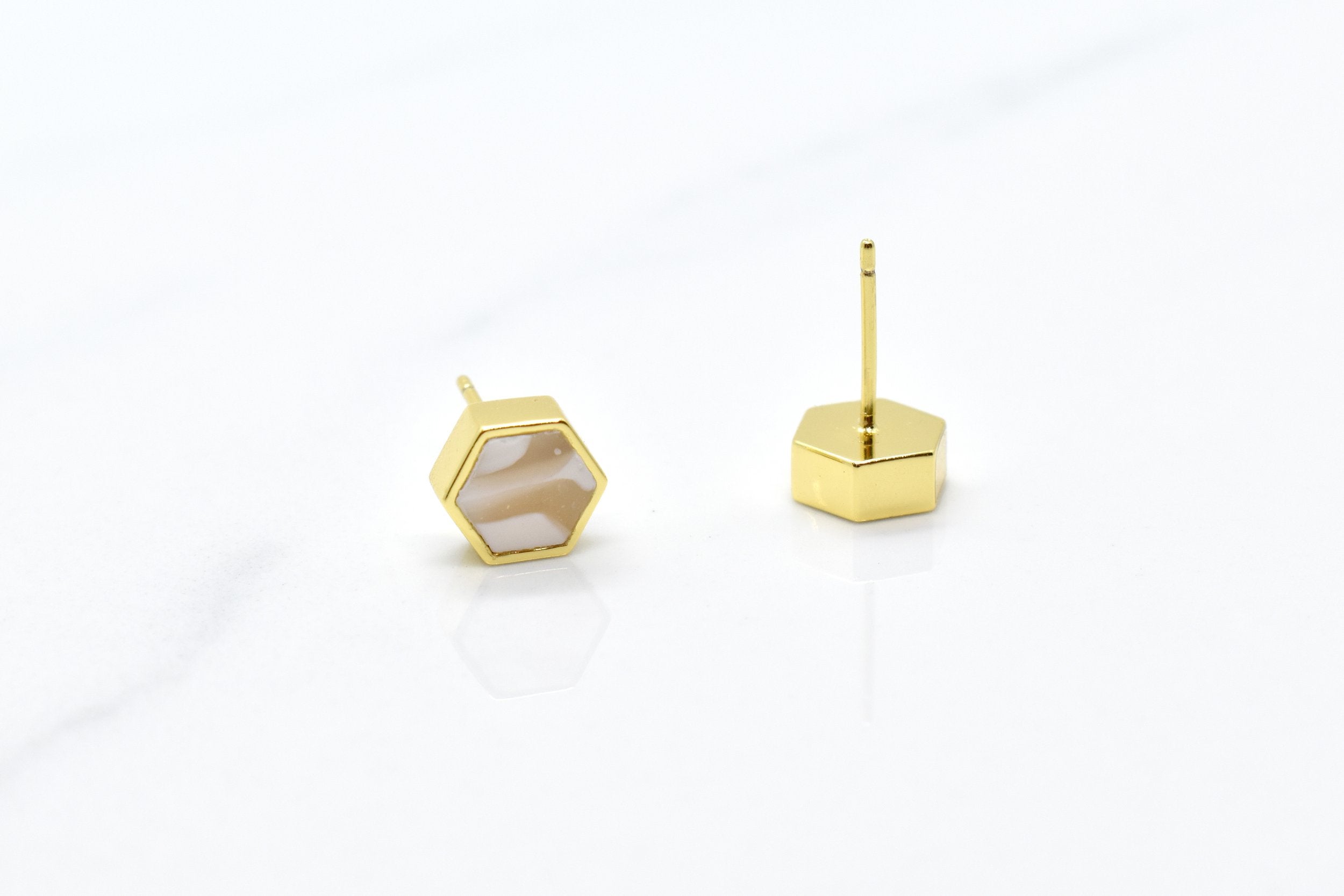 white quartz gold simple stud earring set geometric jewelry gemstone earrings birth stone gift