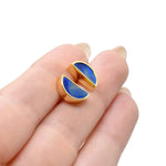 geometric half moon stud earrings in sapphire gemstone blue clay