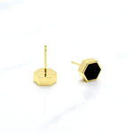 14k gold plated brass or sterling silver hexagon earring stud set, minimal and modern jewelry for witchy gift