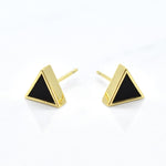 simple modern stud earring set with black clay and gold plated brass sterling silver