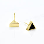 onyx black triangle studs in 14k gold plated sterling silver or 14k gold plated brass