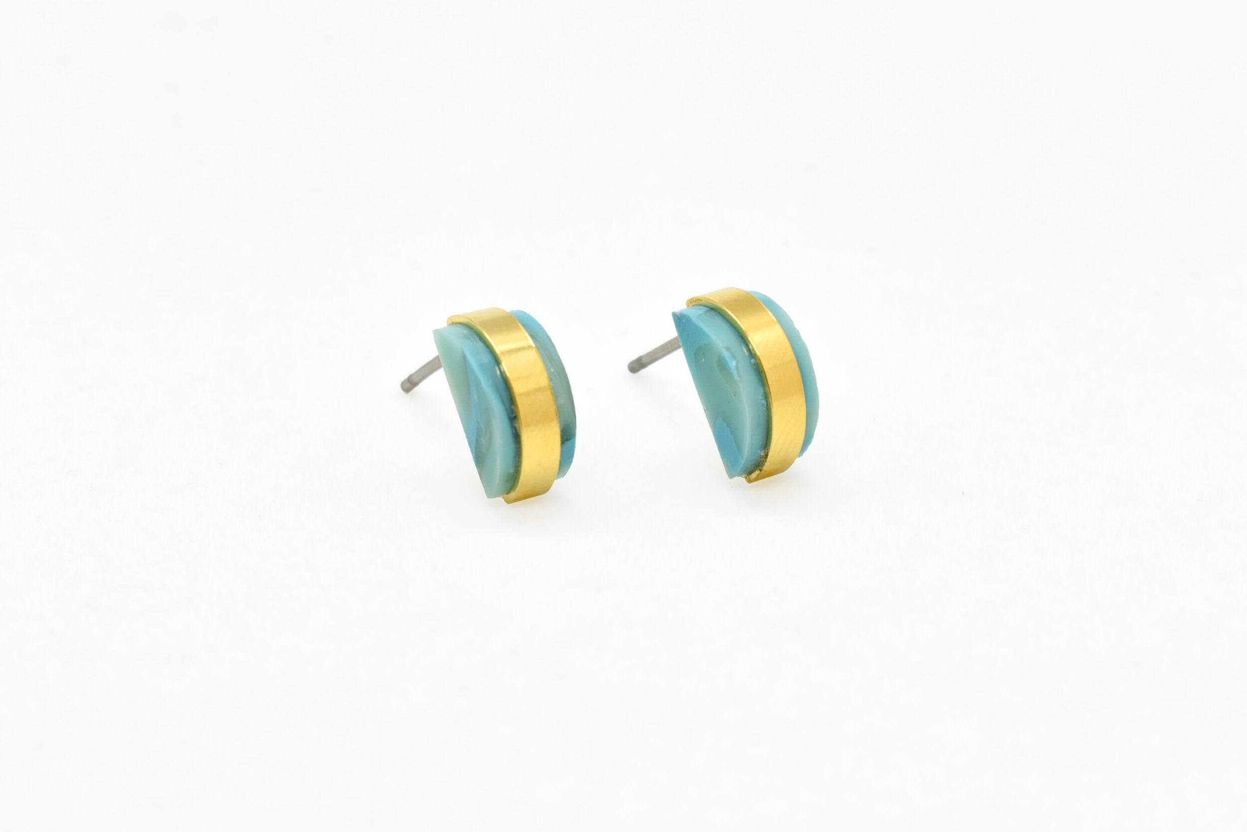 gold half moon earrings geometric stud earrings set aquamarine quartz clay march birthstone earrings gemstone jewelry