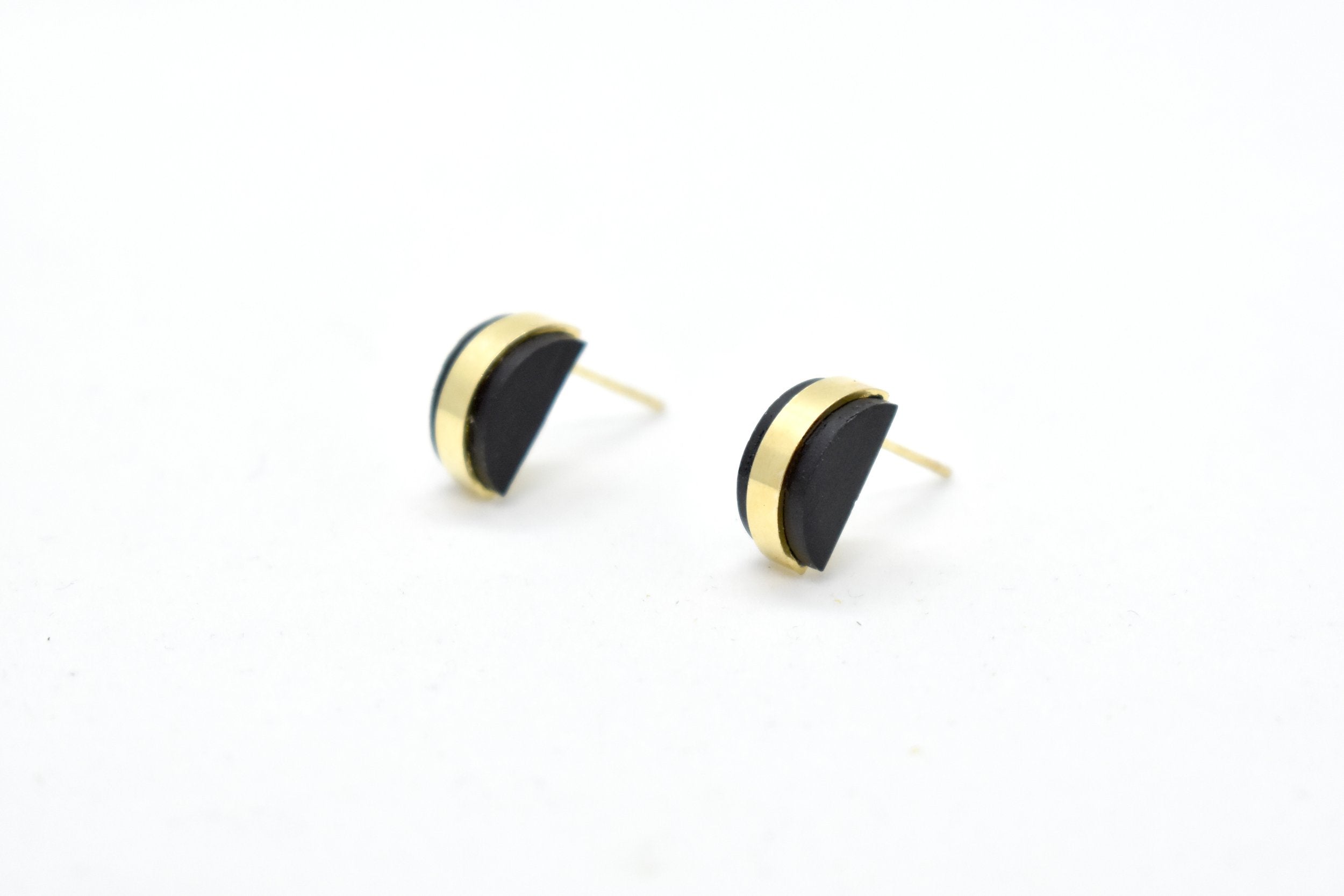 gold half moon earrings geometric stud earrings set black clay birthstone earrings jewelry
