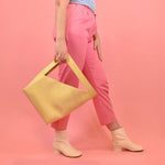 butter yellow crossbody tote bag for laptop shoulder bag triangle cutout