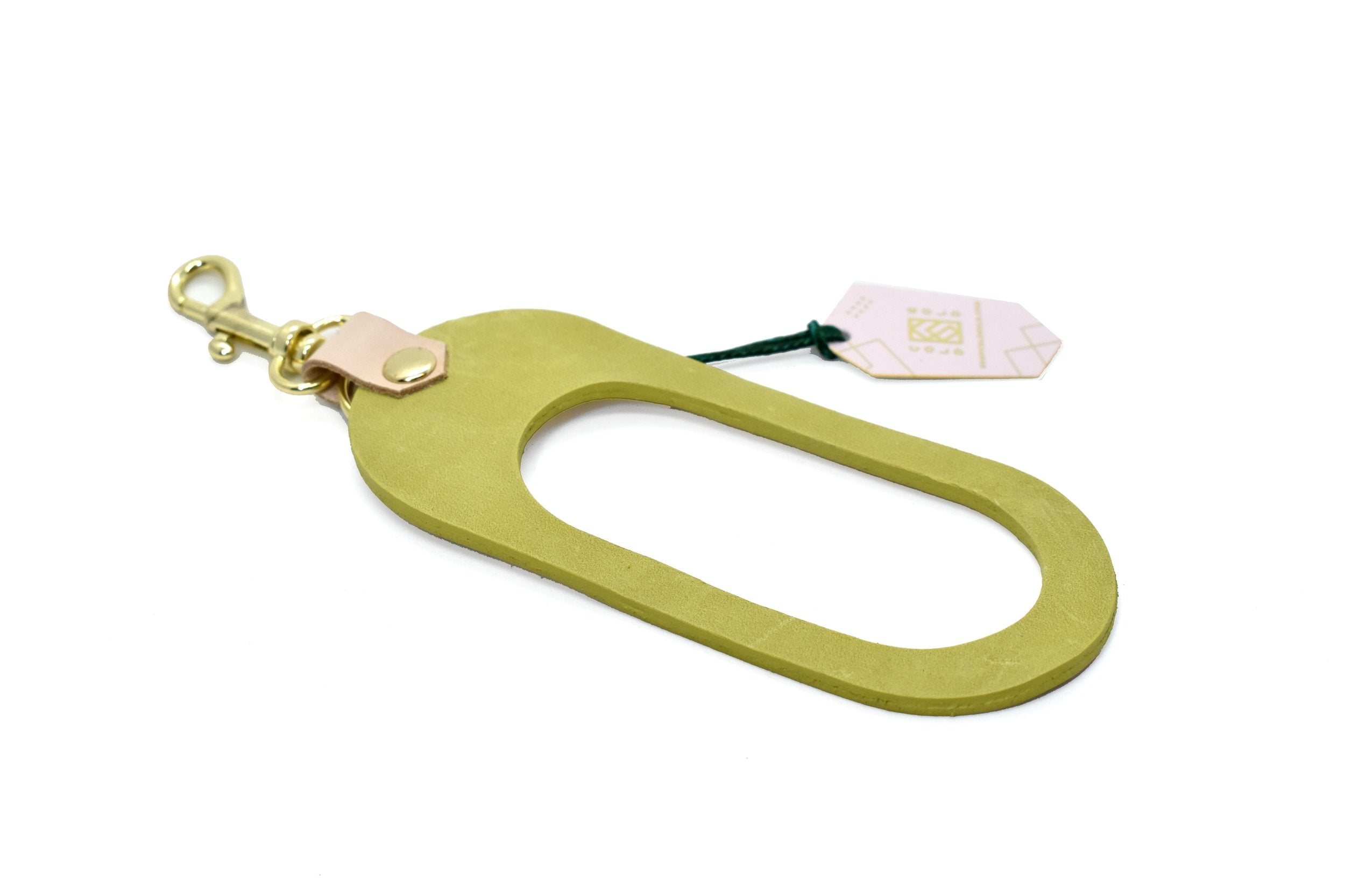 bright chartreuse leather keyhole cutout leather keychain summer 90s style look