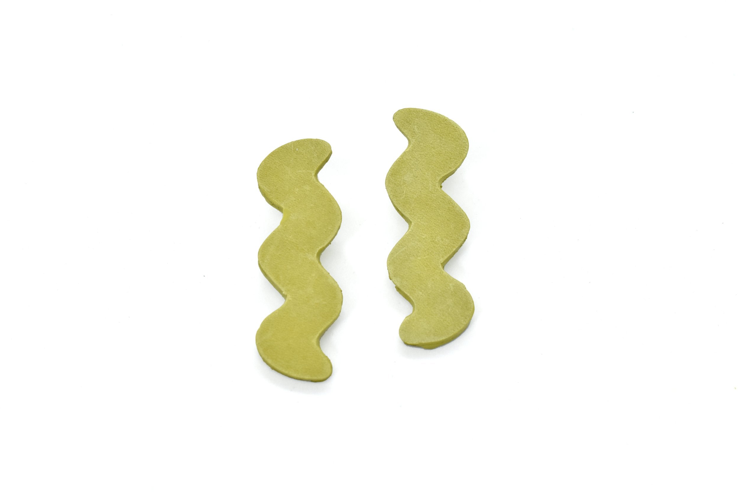 chartreuse green  lightning shape leather cutout earrings in lime green leather