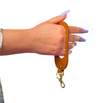 chestnut leather keychain cutout wristlet dual color cowgirl style
