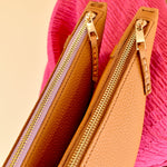 chocolate leather sling bags triangle shape accessories rainbow purse small leather clutch crossbody bag