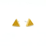 gold triangle stud earring set citrine birth stone gift for her geometric modern jewelry marigold statement earrings