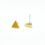 gold geometric triangle stud earrings citrine gemstone earrings gift for november birthstone