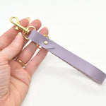pastel lavender keychain wristlet loop with gold hardware